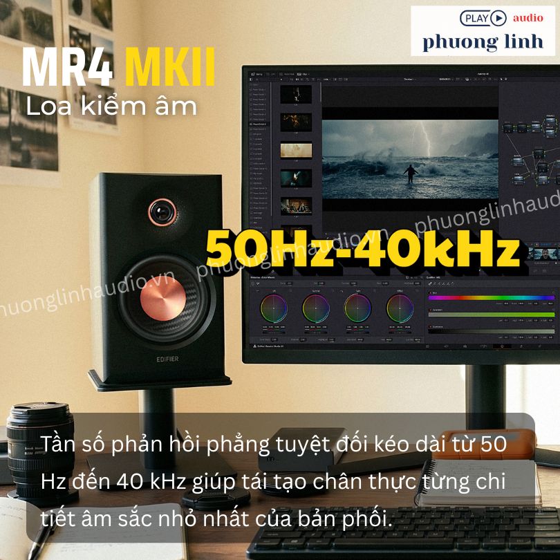 Tần số đáp ứng phẳng 50Hz-40kHz chuẩn Studio trên Edifier MR4 MKII.