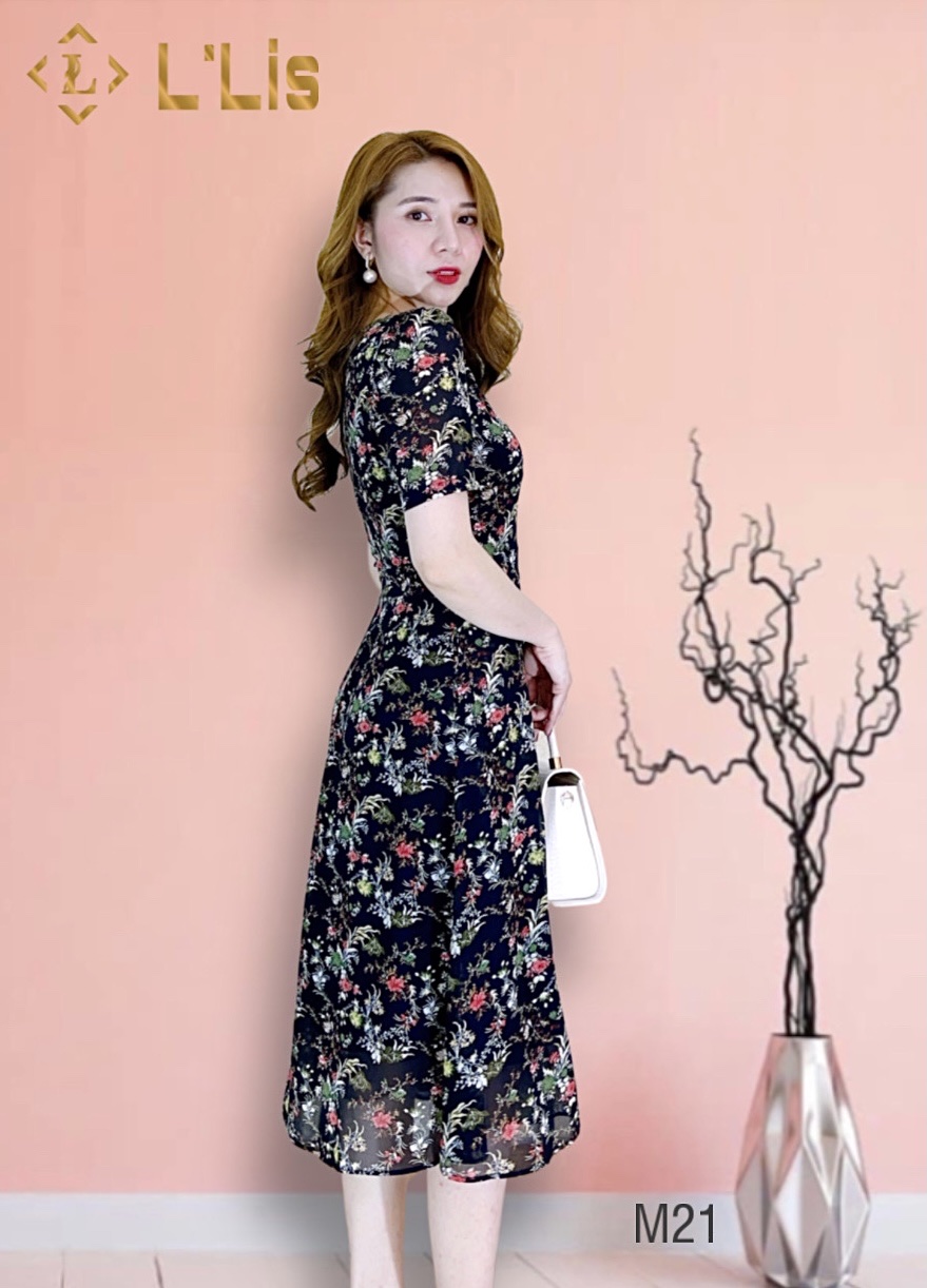 Đầm voan họa tiết hoa phong cách kiểu Hàn Quốc - sakurafashion.vn
