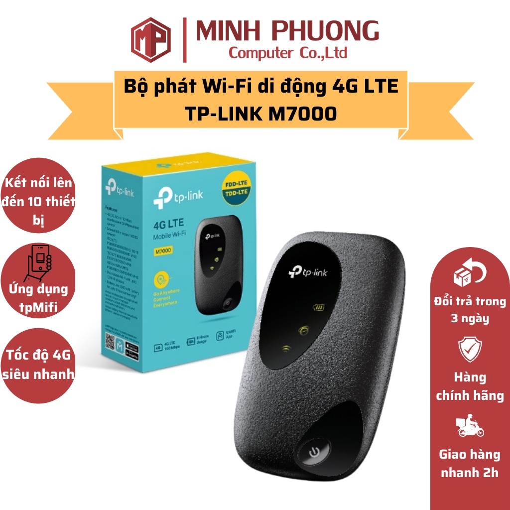 Bộ Phát Wi-Fi TP-Link M7000 Di Động 4G LTE 150Mbps