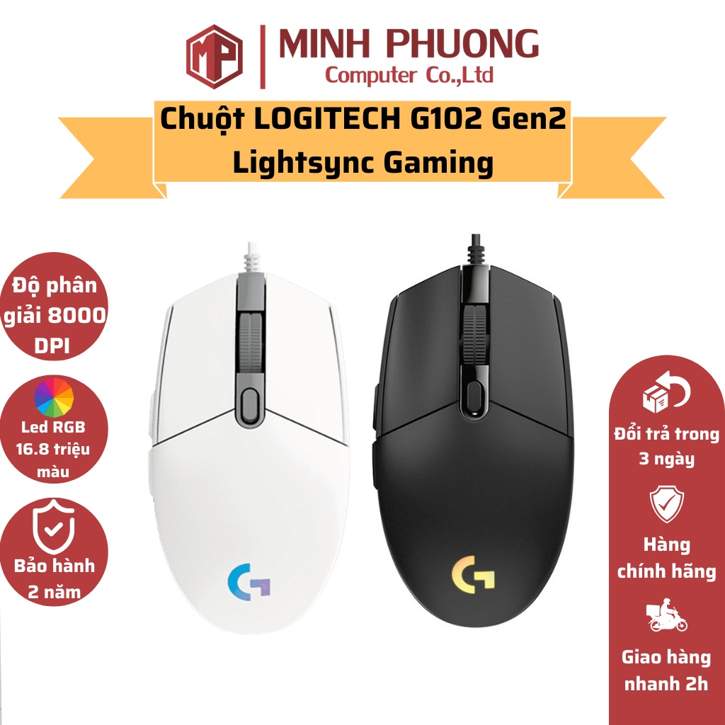 Chuột Gaming Logitech G102 Gen2 Lightsync