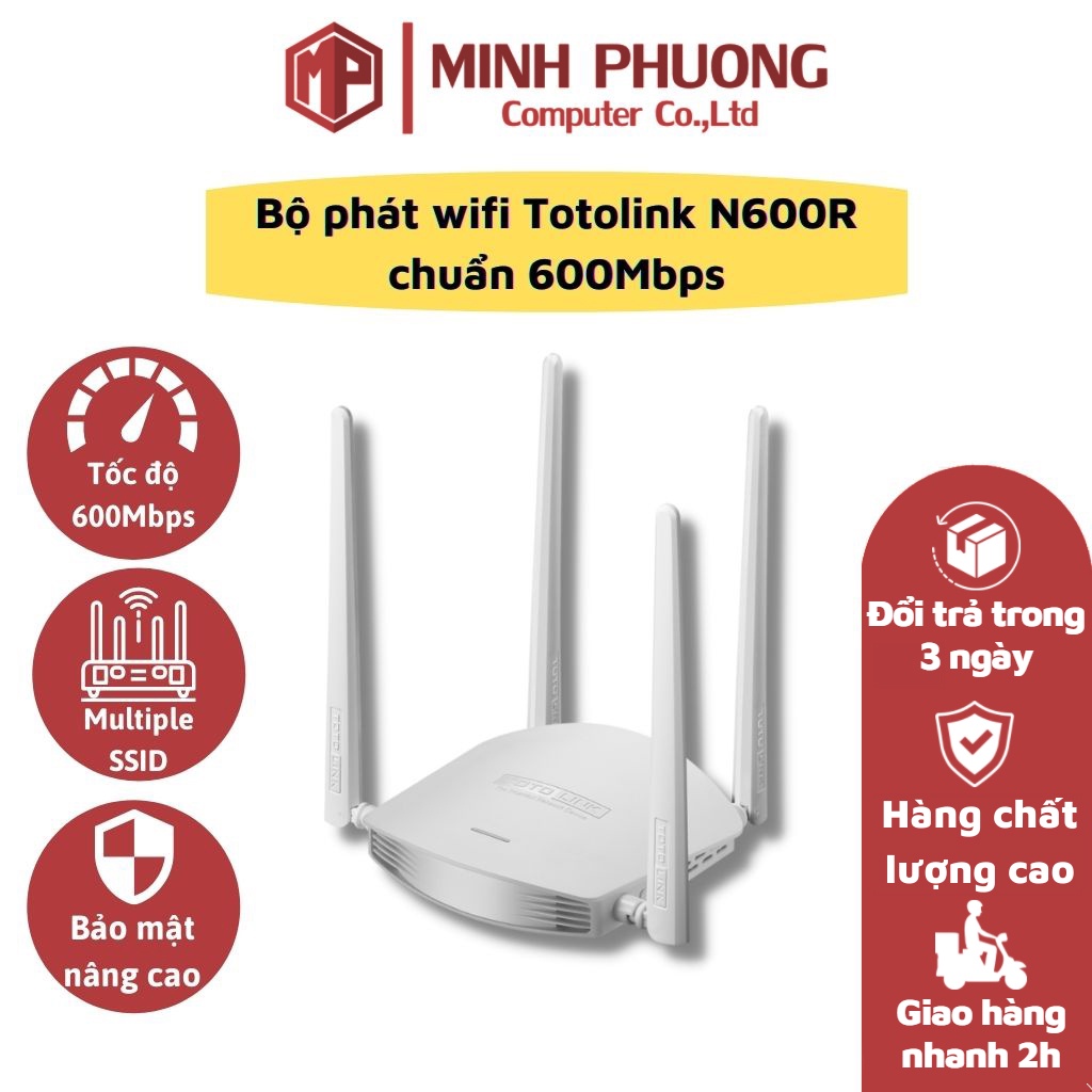 Bộ Phát Wifi TOTOLINK N600R Tốc Độ 600Mbps 4 Ăng Ten
