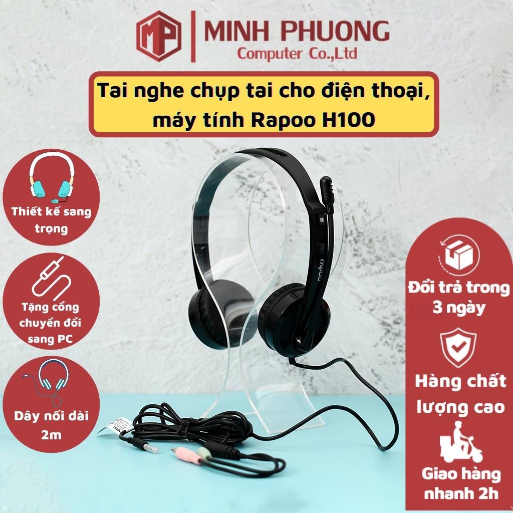 Tai Nghe Có Dây Chụp Tai Rapoo H100 (Black) - Thiết Kế Tối Ưu Cho Cảm Giác Êm Tai