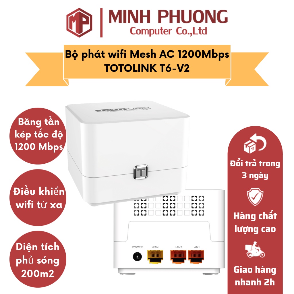 Bộ Phát Wi-Fi TOTOLINK T6 Cho Toàn Ngôi Nhà AC1200 (1 Pack & 2 Pack)