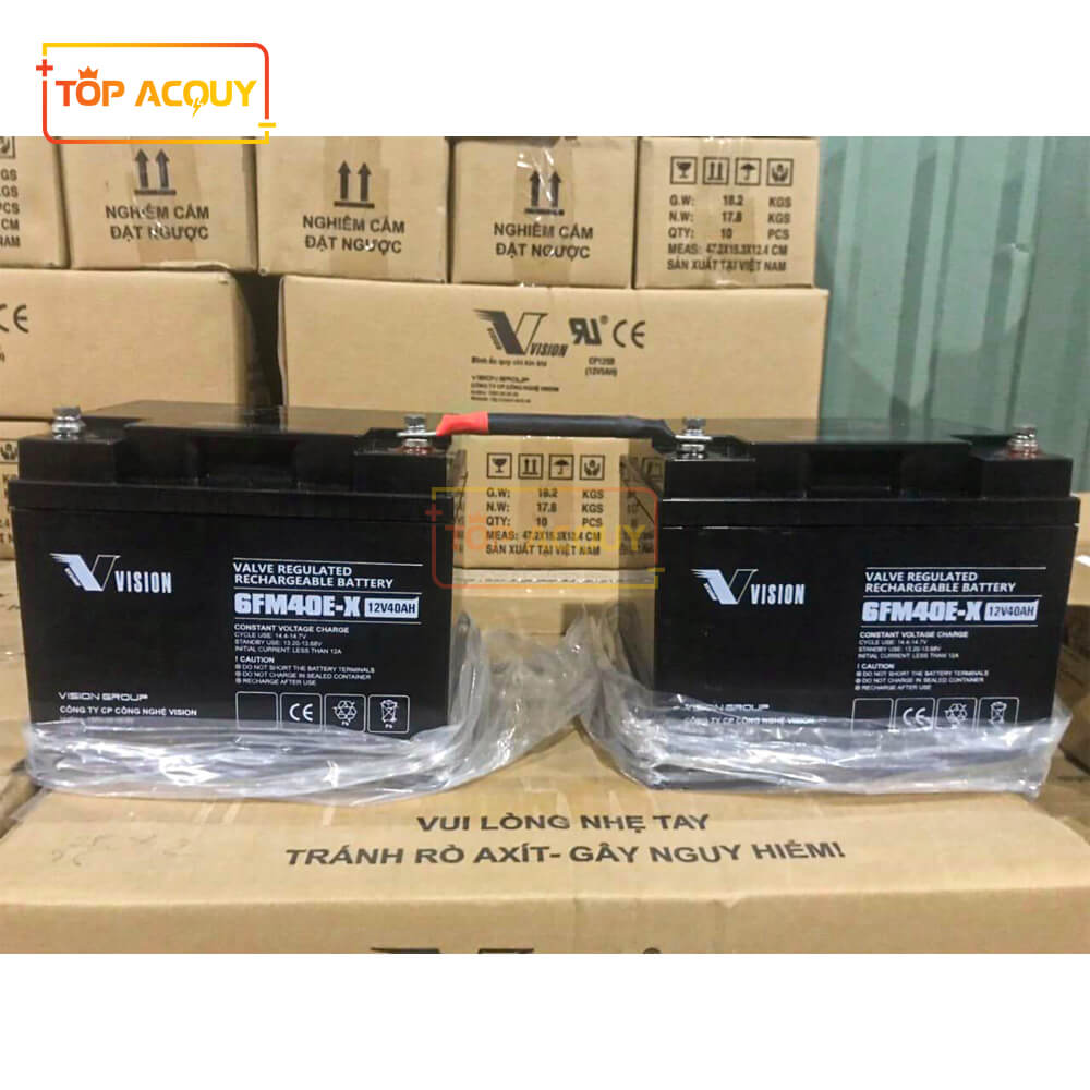 Đấu nối ắc quy vision 12v 40ah 