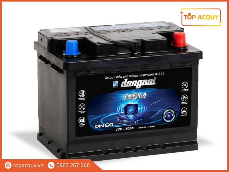 Ắc quy 12V 60Ah phù hợp với nhiều dòng xe và thiết bị