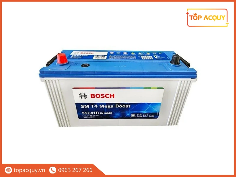Cận cảnh bình ắc quy xe tải Bosch SM T4 Mega Boost 95E41R