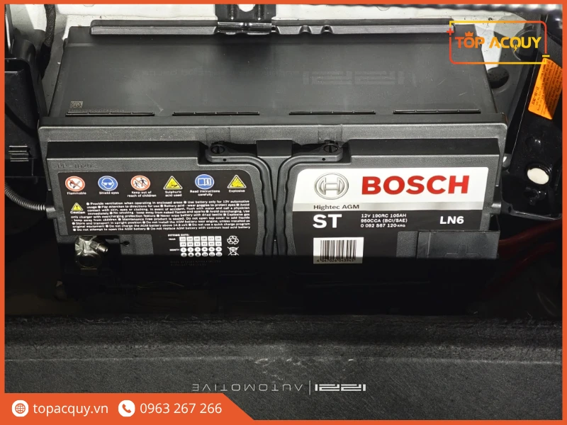 Lắp đặt thực tế bình ắc quy Bosch AGM LN6 105Ah trên xe sang