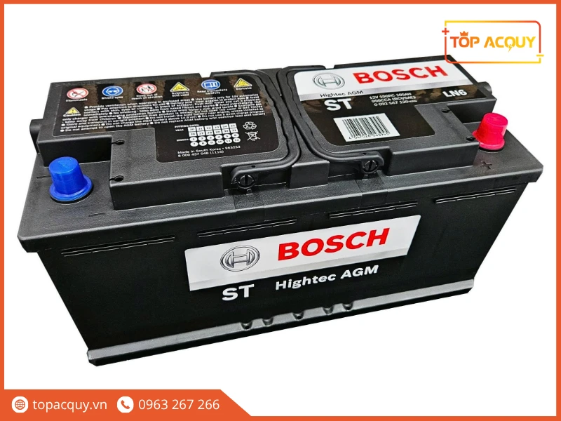 Góc nghiêng bình ắc quy Bosch ST Hightec AGM LN6 12V 105Ah