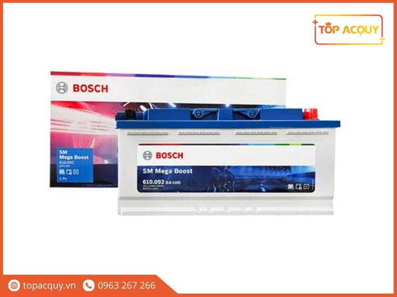 Trọn bộ bình và vỏ hộp ắc quy Bosch 610.092 110Ah chính hãng