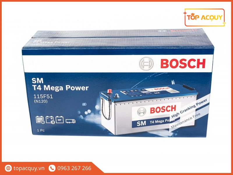 Vỏ hộp bao bì chính hãng bình ắc quy xe tải Bosch 115F51