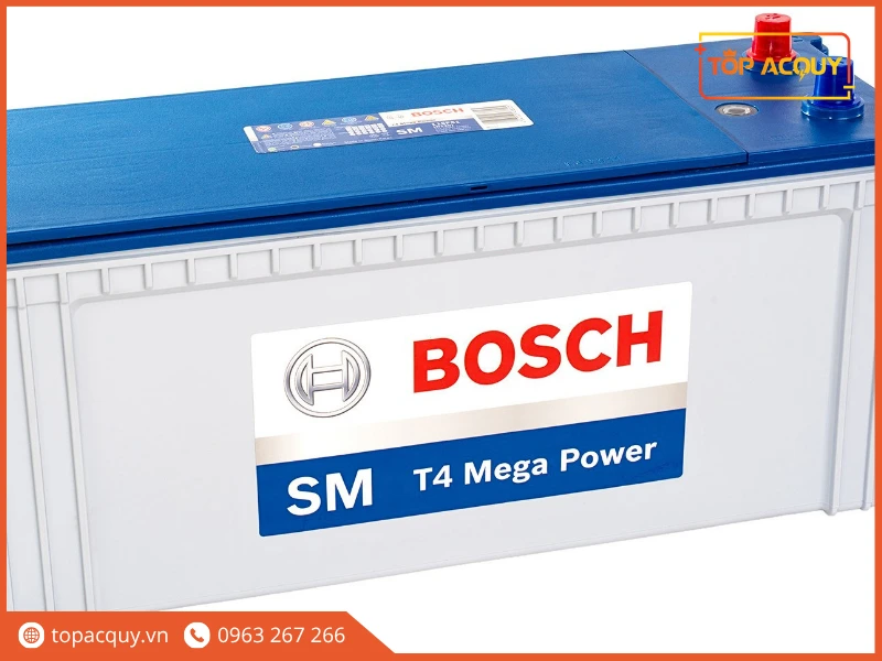 Cận cảnh bình ắc quy xe tải Bosch SM T4 Mega Power 120Ah