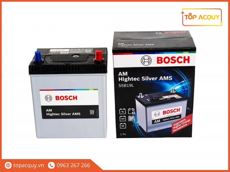 Vỏ hộp và bình ắc quy ô tô Bosch 55B19L chính hãng