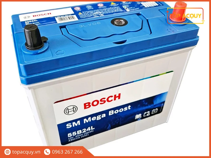Góc nghiêng bình ắc quy ô tô Bosch SM Mega Boost 55B24L