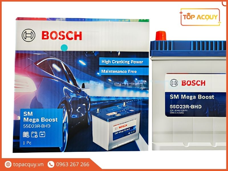 Trọn bộ bình và vỏ hộp ắc quy Bosch 80D26L 70Ah chính hãng