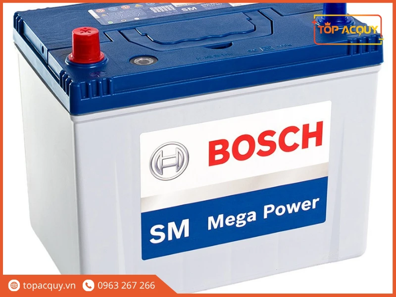 Góc nghiêng bình ắc quy ô tô Bosch 12V 70Ah cọc nổi tiêu chuẩn