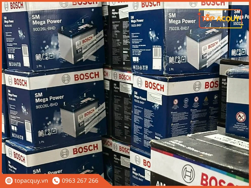 Lô hàng thùng ắc quy ô tô Bosch 90D26L chính hãng tại Topacquy