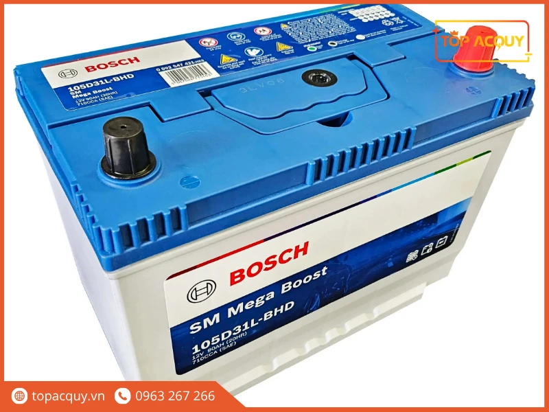 Góc nghiêng bình ắc quy ô tô Bosch SM Mega Boost 105D31L