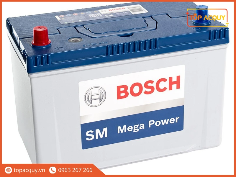Góc nghiêng bình ắc quy ô tô Bosch 105D31R 12V 90Ah cọc nổi