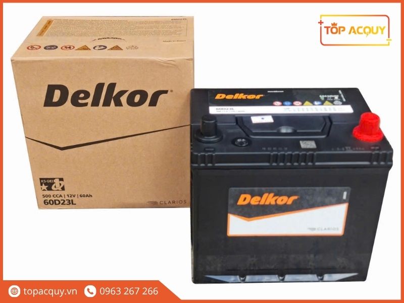 Bình ắc quy khô miễn bảo dưỡng Delkor 60D23L cọc trái L chính hãng