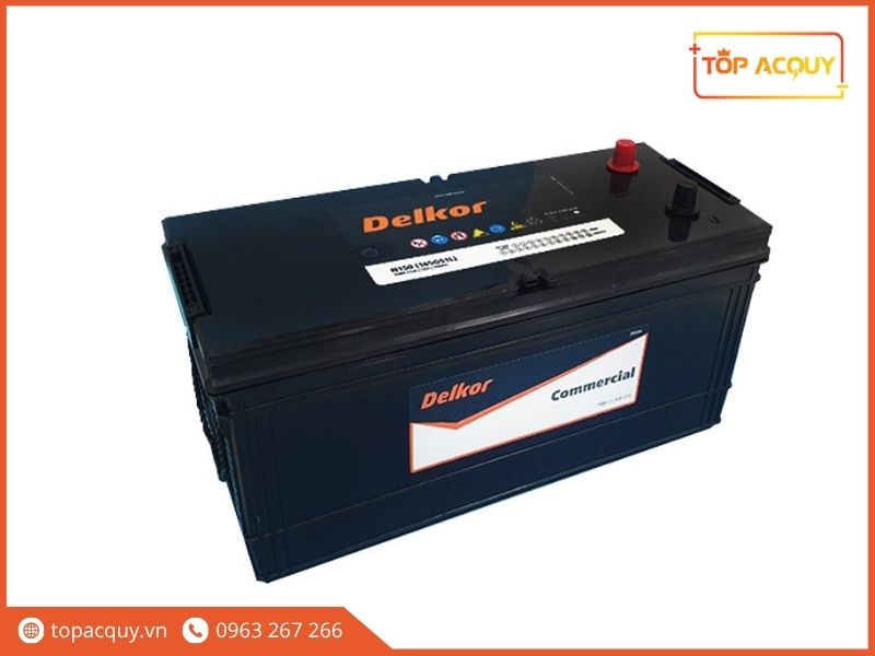 Bình ắc quy Delkor Commercial N150 (145G51L) 12V 150Ah vỏ nhựa đen chịu lực chống va đập