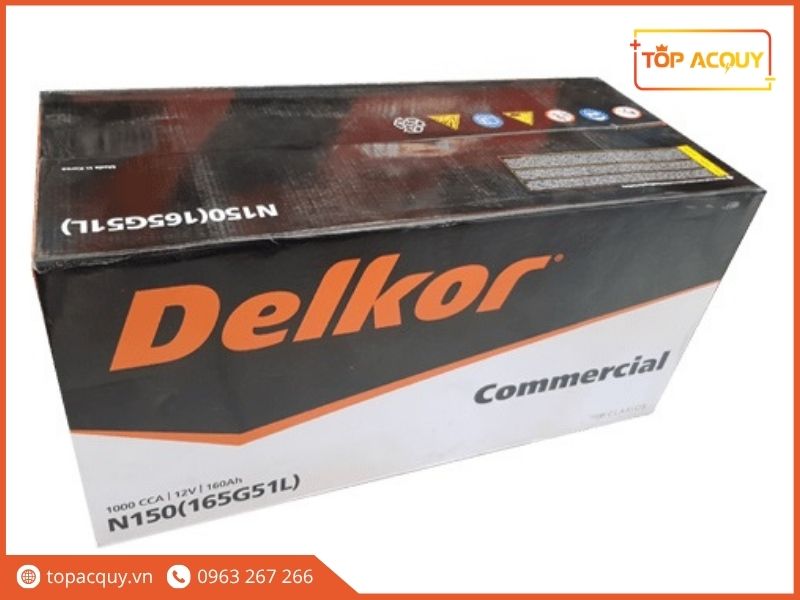 Bao bì ắc quy Delkor Commercial N150 (165G51L) 12V - 160Ah mới 100%