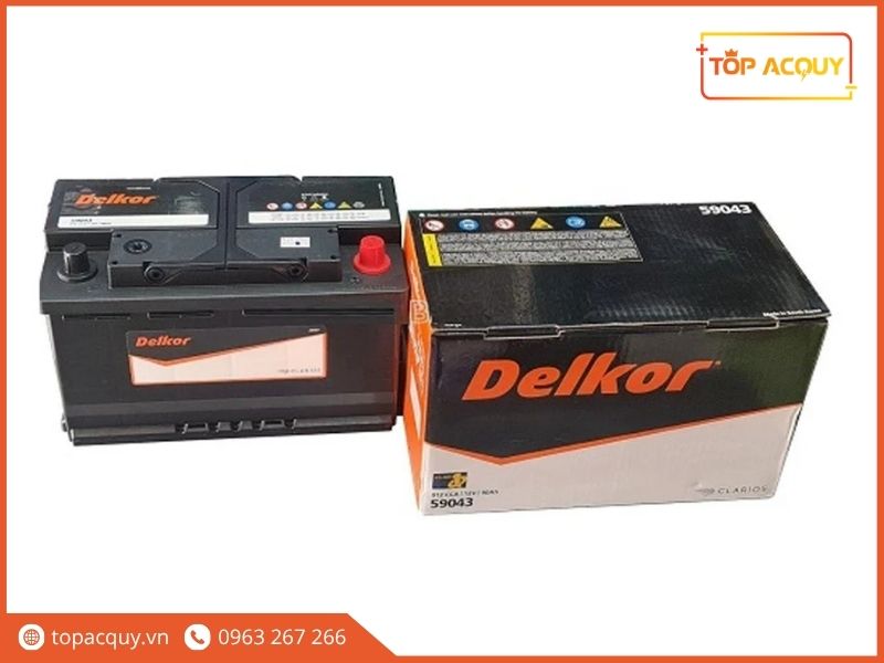 Hộp bình ắc quy Delkor DIN90 59043 (L) 12V - 90Ah mới 100%