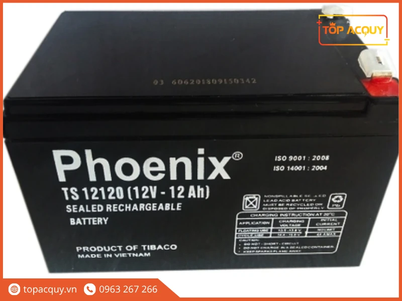 Góc nghiêng bình ắc quy viễn thông Phoenix TS12120 12V 12Ah tại Topacquy