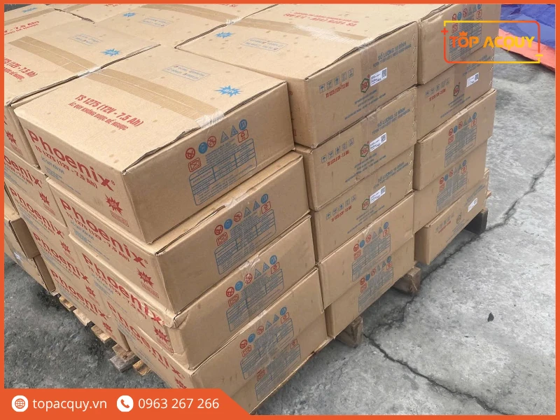 Pallet hàng ắc quy Phoenix chính hãng sẵn sàng vận chuyển tại Topacquy
