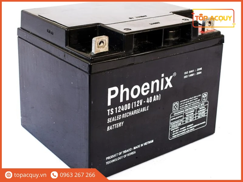 Góc nghiêng bình ắc quy Phoenix TS12400 12V 40Ah chuẩn cọc ren T14