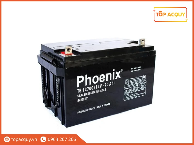 Góc nghiêng bình ắc quy Phoenix TS12700 12V 70Ah chuẩn cọc cờ T14