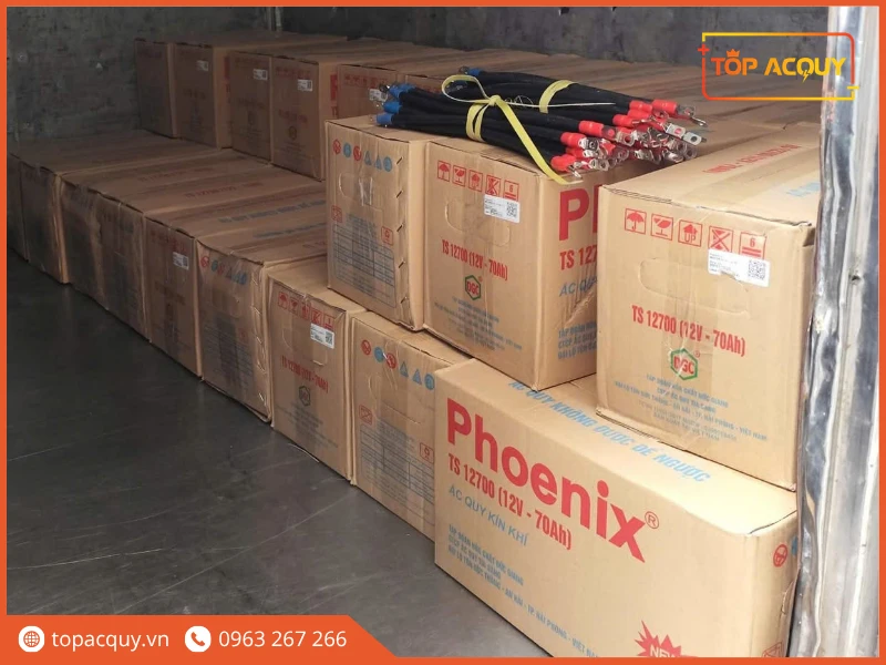 Lô bình ắc quy Phoenix TS12700 12V 70Ah kèm dây cáp đấu nối