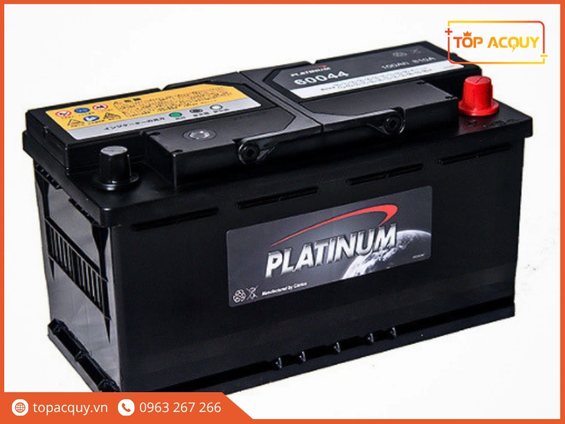 Góc nghiêng thực tế bình ắc quy Platinum 60044 chuẩn DIN L5 cọc chìm chuyên cho xe sang