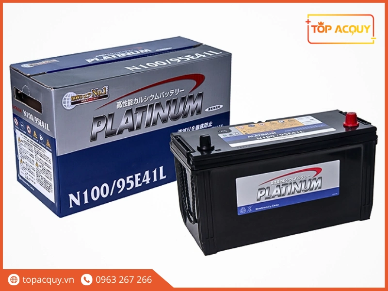 Bộ sản phẩm bình ắc quy Platinum N100 95E41L 100Ah nguyên kiện cùng thùng hộp cao cấp