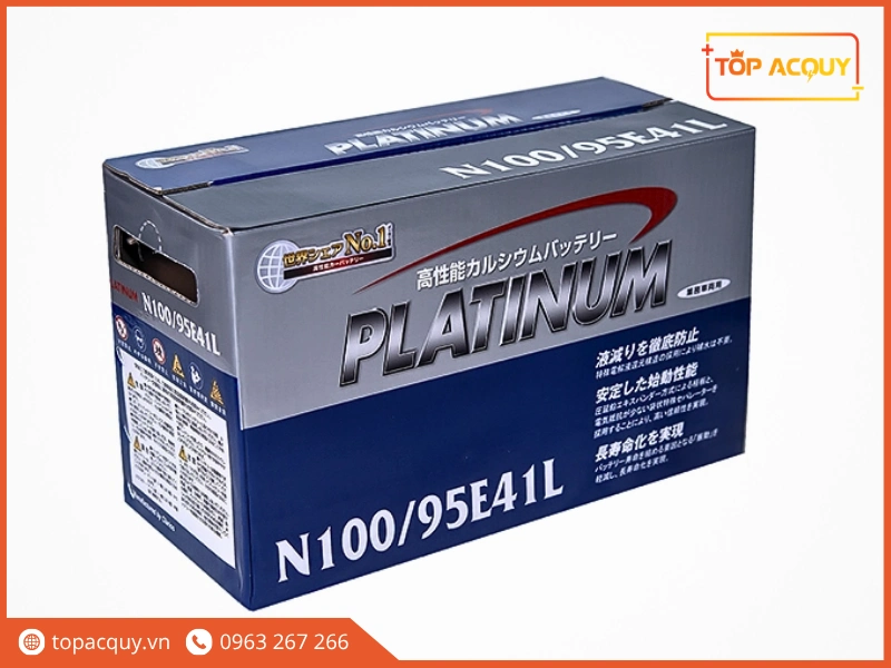 Vỏ thùng carton đóng gói bình ắc quy Platinum N100 95E41L nhập khẩu chính hãng tiêu chuẩn Nhật Bản