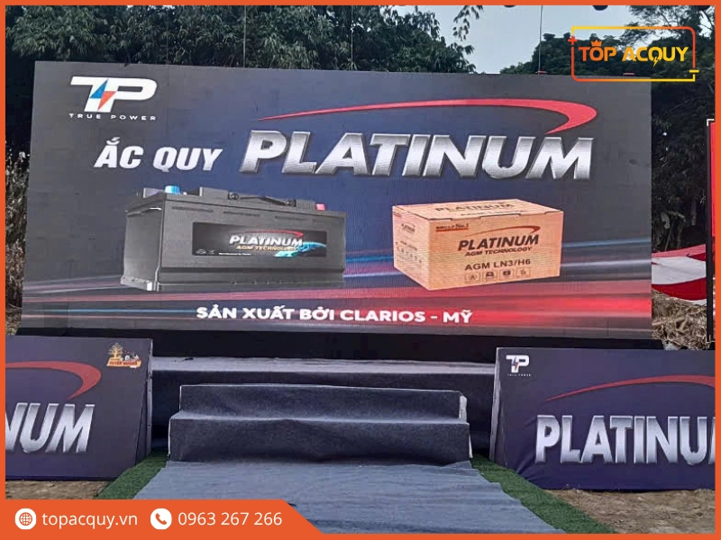 Sân khấu sự kiện ra mắt và quảng bá thương hiệu ắc quy Platinum công nghệ Clarios Mỹ