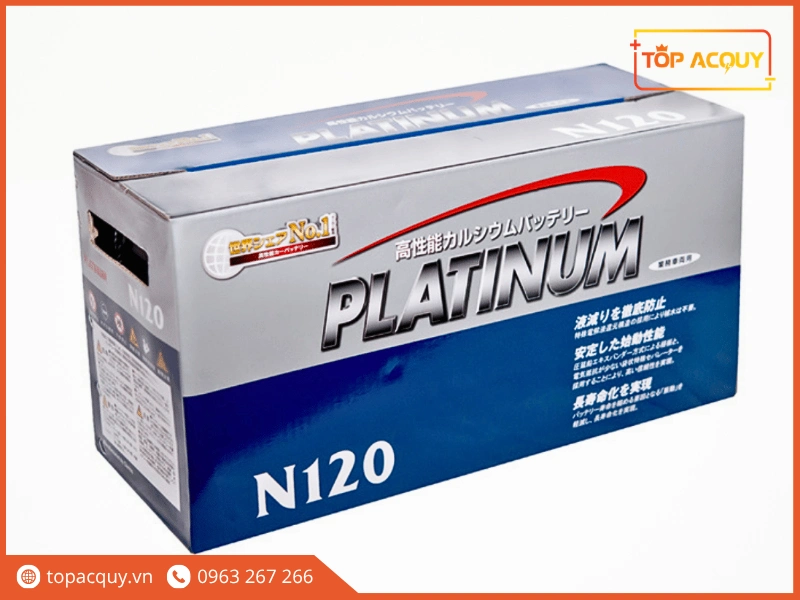 Thùng carton đóng gói ắc quy Platinum N120 nhập khẩu chính hãng tiêu chuẩn JIS
