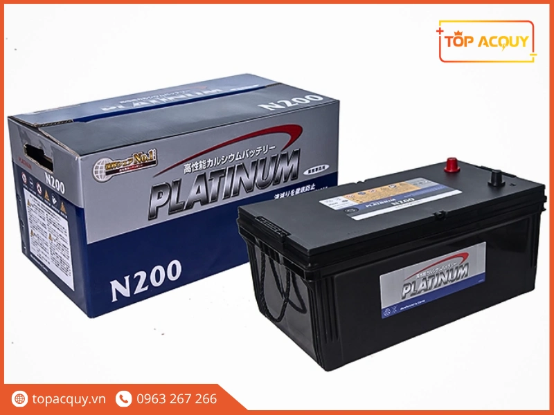 Bộ sản phẩm bình ắc quy tải nặng Platinum N200 12V 200Ah và thùng đựng xuất xưởng