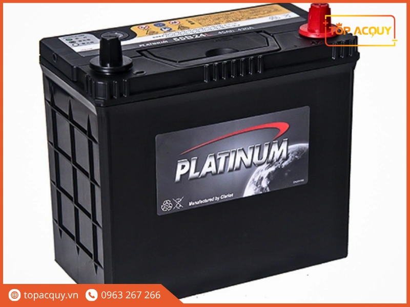 Góc chụp nghiêng bình ắc quy Platinum 55B24L chuẩn JIS B24 cọc nhỏ cho xe đô thị