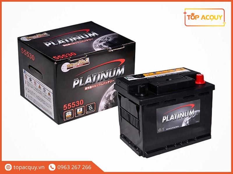 Bình ắc quy Platinum 55530 55Ah và vỏ hộp bao bì nguyên thùng