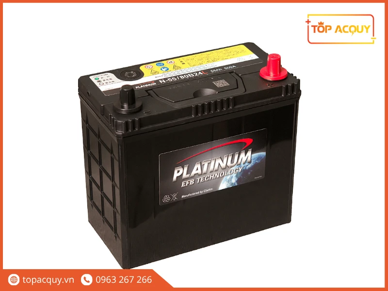 Bình ắc quy Platinum EFB N-55 chuẩn cọc nhỏ JIS cho xe đô thị