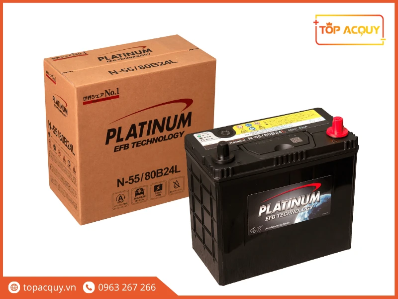Bộ đôi bình và vỏ hộp ắc quy Platinum EFB N-55 80B24L