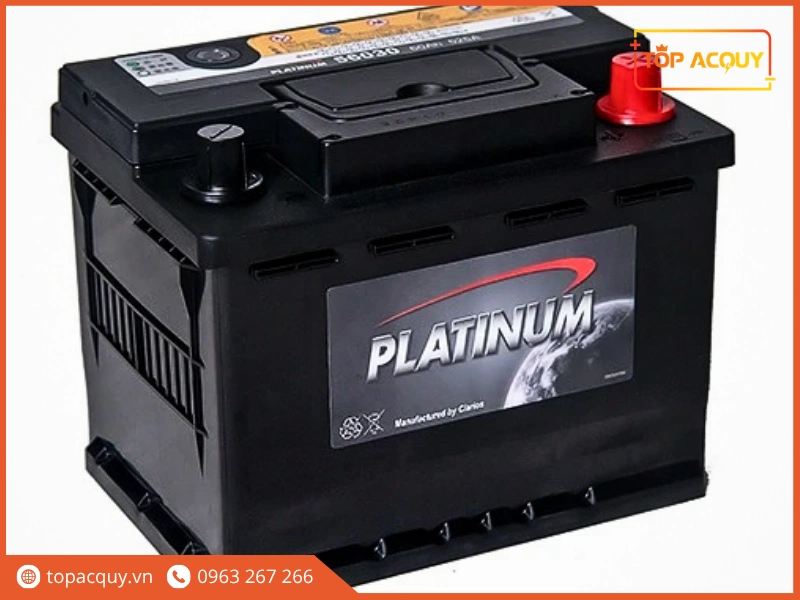 Thiết kế góc nghiêng bình ắc quy Platinum 56030 12V 60Ah chuẩn DIN Châu Âu chống rò rỉ
