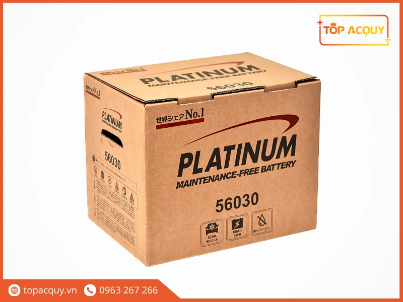 Vỏ thùng carton đóng gói bình ắc quy Platinum DIN 56030 chính hãng tiêu chuẩn Clarios
