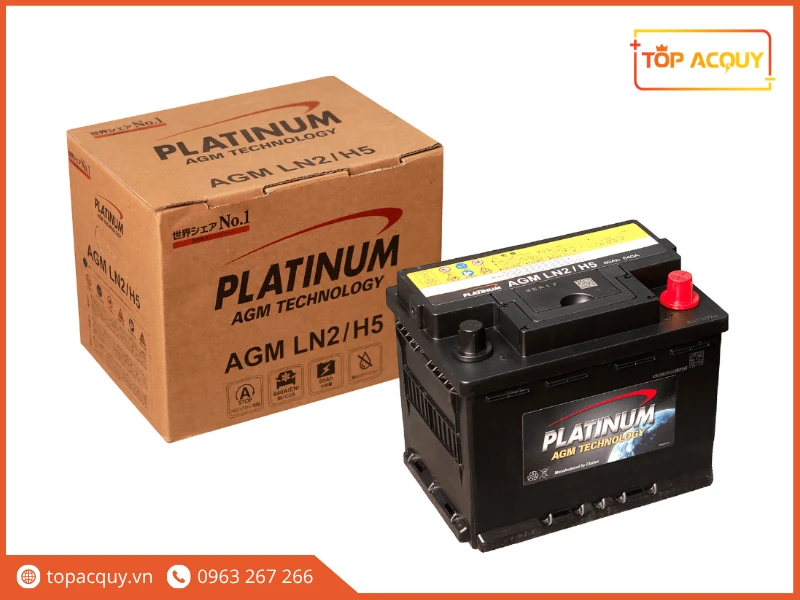 Trọn bộ bình và vỏ hộp ắc quy Platinum AGM LN2/H5 chuẩn Châu Âu