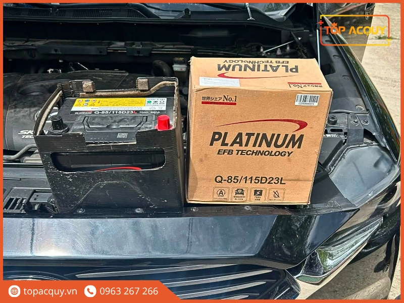 Thực tế lắp đặt ắc quy Platinum EFB Q85 115D23L chuẩn xác cho động cơ Mazda SkyActiv