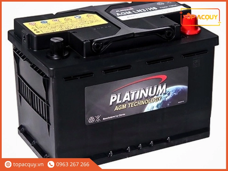 Góc chụp nghiêng bình ắc quy Platinum AGM LN3 12V 70Ah cọc chìm chuyên cho xe Start-Stop
