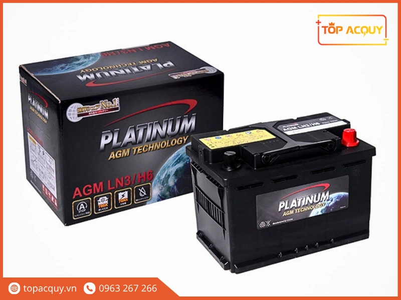 Trọn bộ sản phẩm bình ắc quy cao cấp Platinum AGM LN3 cùng vỏ hộp đen nguyên đai