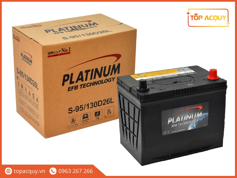 Trọn bộ bình và vỏ hộp ắc quy Platinum EFB S-95 130D26L