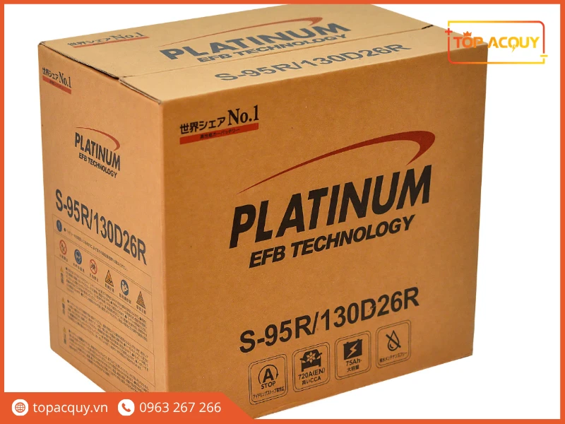Vỏ hộp carton ắc quy Platinum EFB S-95R 130D26R chuẩn cọc Thuận