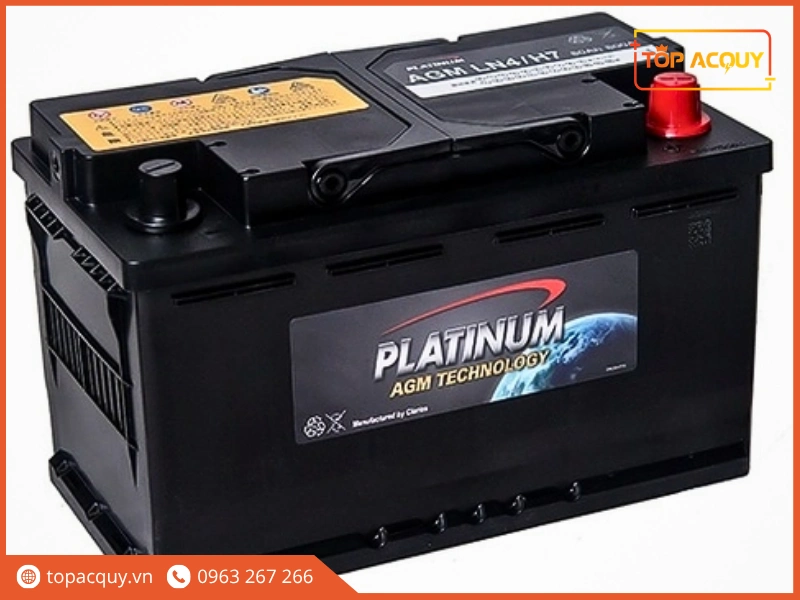 Góc chụp nghiêng bình ắc quy Platinum AGM LN4 chuyên dụng cho các dòng xe Start-Stop hiện đại